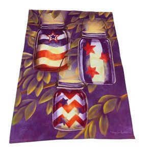 Mary Lou Troutman Patriotic Mason Jar Garden Flag Stars & Stripes American Flag